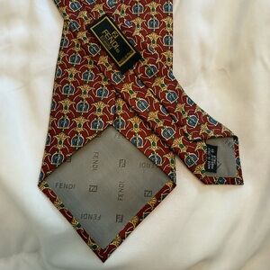 Fendi Multicolor Vintage 100% Silk Handmade 56in Neck Tie Made in Italy